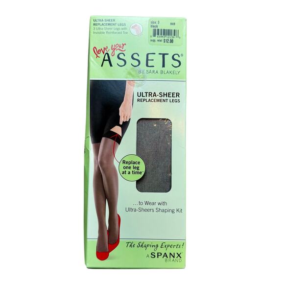 Spanx Love Your Assets 3 Replacement Legs Black Ultra Sheer Womens Nylons New - Picture 1 of 6